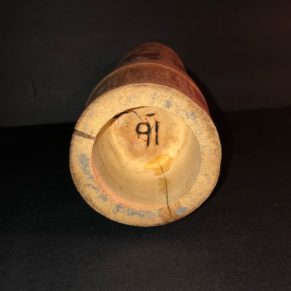 Celtic Design Hand Carved Wood Cylinder Vase or Candle Holder - Picture 5 of 6